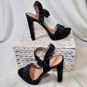 Madden Girl Rollo Black Bling Sparkle High Heels Sandals‎ Whimsigoth 8.5 Party
